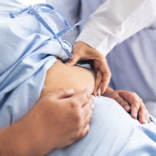 Pateient recieving surgical examination